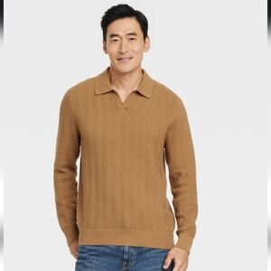 Men's Johnny Collared Polo Sweater - Goodfellow & Co Dapper Brown XL